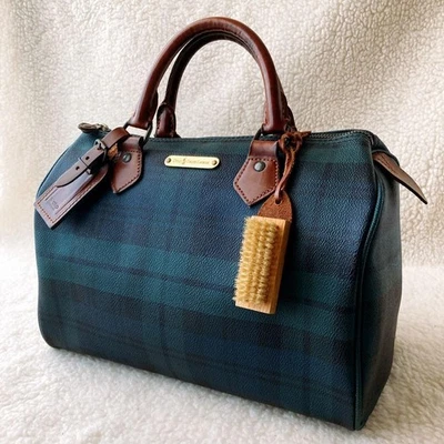 POLO RALPH LAUREN montre noire mini sac Boston PVC cuir marron vert sac à main - Photo 1/4