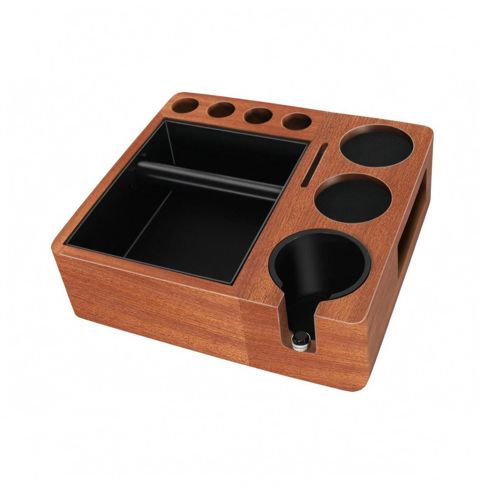 Coffee Tamping Station Recessed Compartment Espresso Tool Stand Polished Finish
