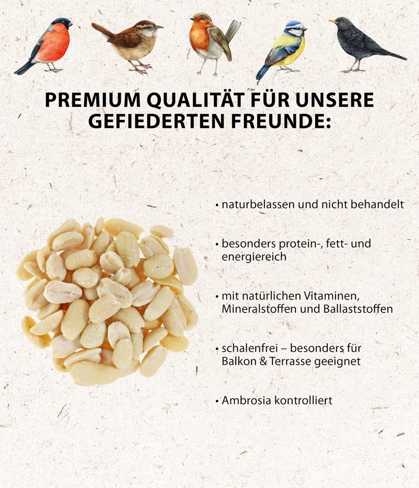 Natura Premium Wildvogelfutter halbe / ganze Erdnüsse schalenfrei Ganzjahresf... - Bild 4 von 4