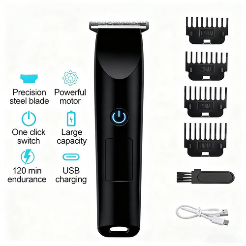 Men’s Pro Electric Hair Clippers & Beard Trimmer, Black Barber Shaving Kit