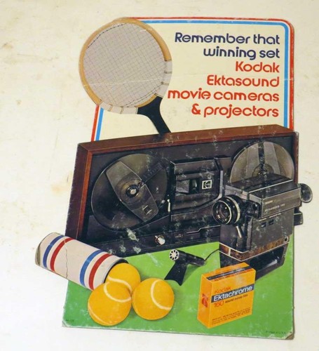 Vintage 1970s Kodak Ektasound Movie Camera & Projector Die-Cut Counter Sign