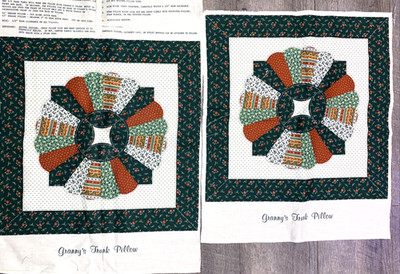 Vtg Cotton Fabric Panels Pillow Top VIP Cranston Print Works Granny's Trunk