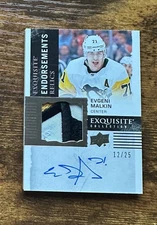 2018-19 Exquisite Collection Logo Patch Auto #EREM Evgeni Malkin /25 X15225