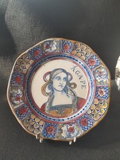 Piatto Agape A.Santarelli G.Tadino Maiolica dip mano 1874/1954 lustro 20 Cm 