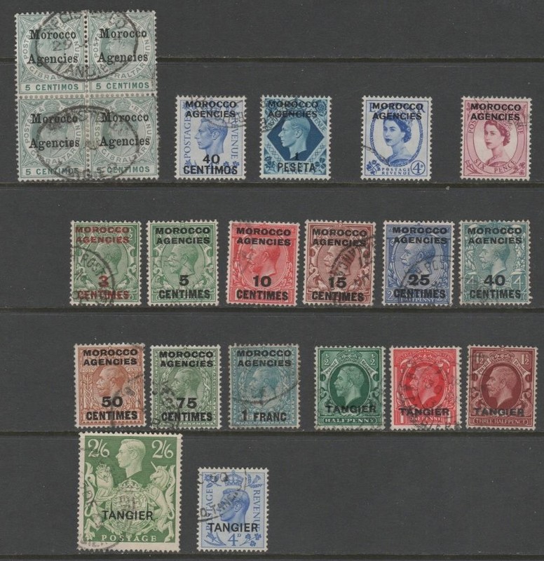 Morocco Agencies Gibraltar / GB Ovpt Used Collection F/VF CV $96.15