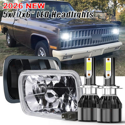 1Pair 7x6'' 5x7 LED Headlights Hi/Lo Lamps For 1981-1986 Chevrolet C10 C20 C30 S+