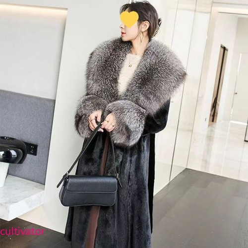 Winter Women's Coat Mink Fur Coat Long Big Fox Fur Collar Thicken Warm Jackets - Afbeelding 4 van 21