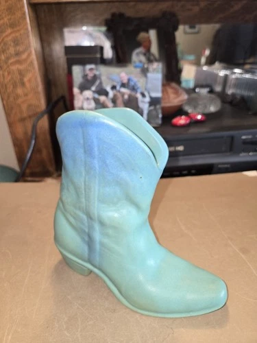 Van Briggle Pottery Cowboy Boot Ming Blue (Signed)