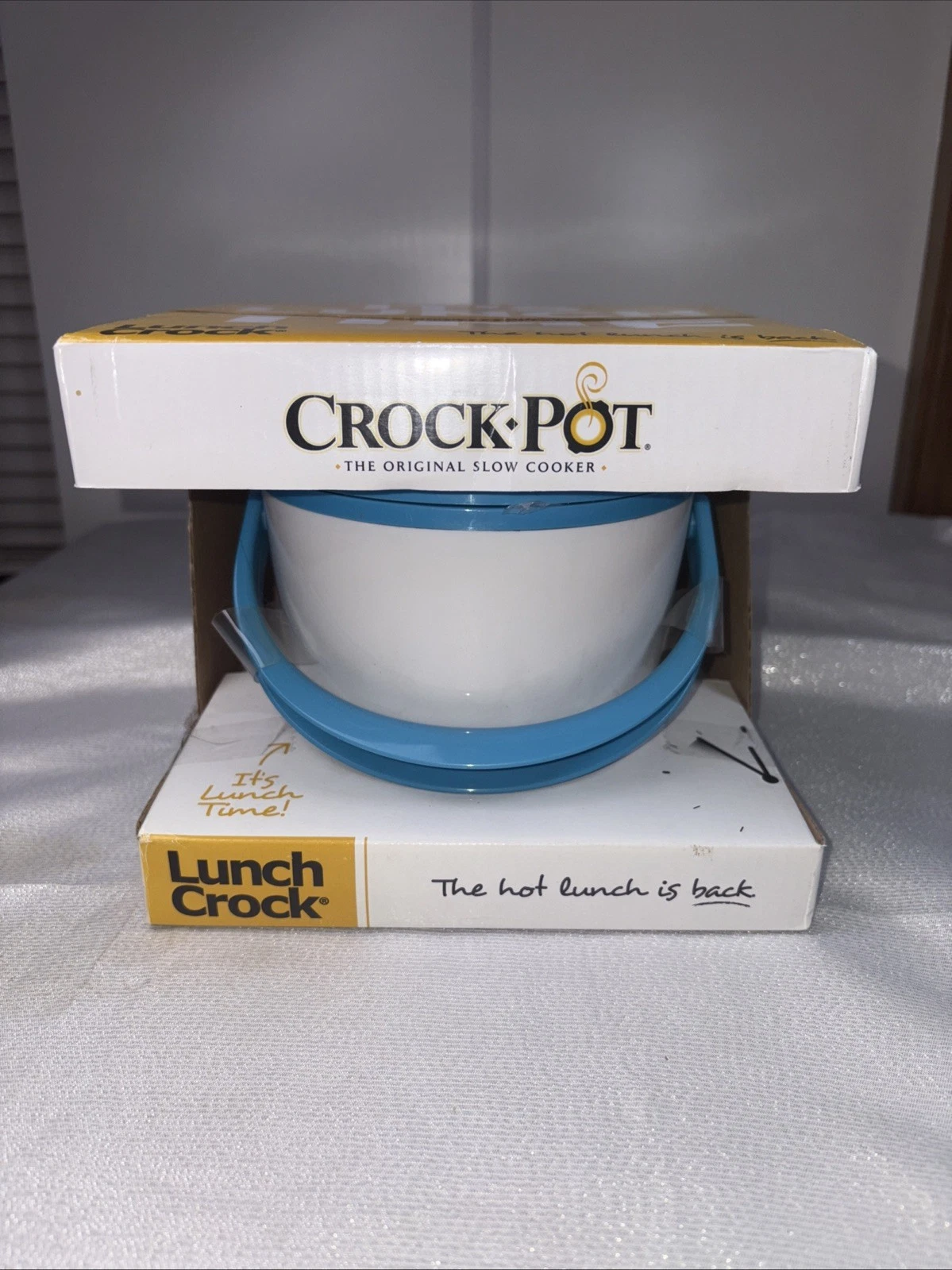 Crock Pot Lunch Crock Portable Slow Cooker Food Warmer White & Blue NIB