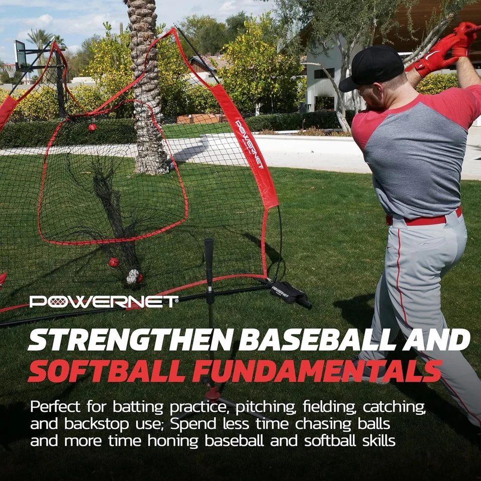 Red de práctica de béisbol softbol PowerNet 7x7 con red de 7 x 7, roja  Foto 4 de 4