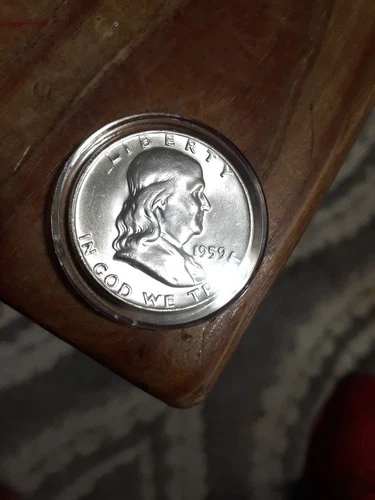 1959-D Franklin Silver Half Dollar Proof-Like Shiny Smooth Reflective