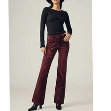 Pilcro The Yaya Midrise Crop Flare Jeans: Velvet Edition 32T Burgandy NEW