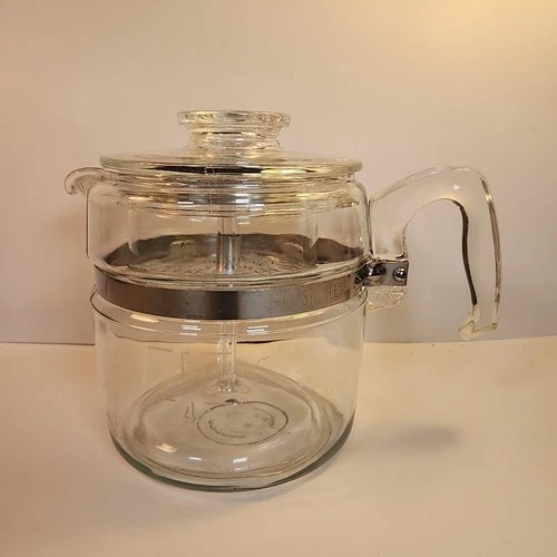 Pyrex Vintage 6-Cup Coffee Pot Percolator Complete #7756 Clear Glass USA