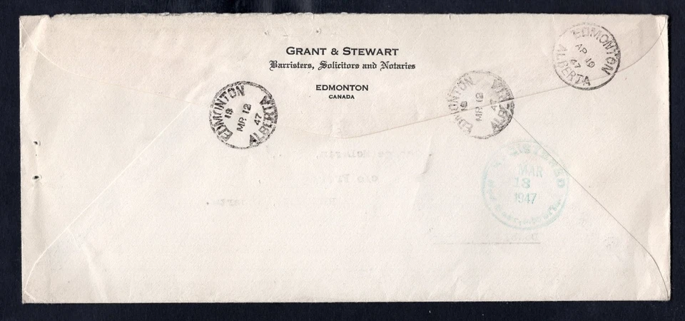 CANADÁ Edmonton Alberta 1947 cubierta registrada para Red Deer. AR. Devuelto Foto 2 de 2