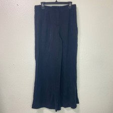 Zara Womens Black Lyocell Blend High Waisted Wide Leg Flowy Trousers Size L