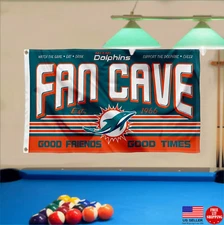 Miami Dolphins Banner 3' x 5' Man Cave Flag Perfect Game Day Fan Tailgating Team