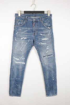DSQUARED2 TIDY BIKER JEAN Wash Denim Slim Skinny Distressed Jeans 