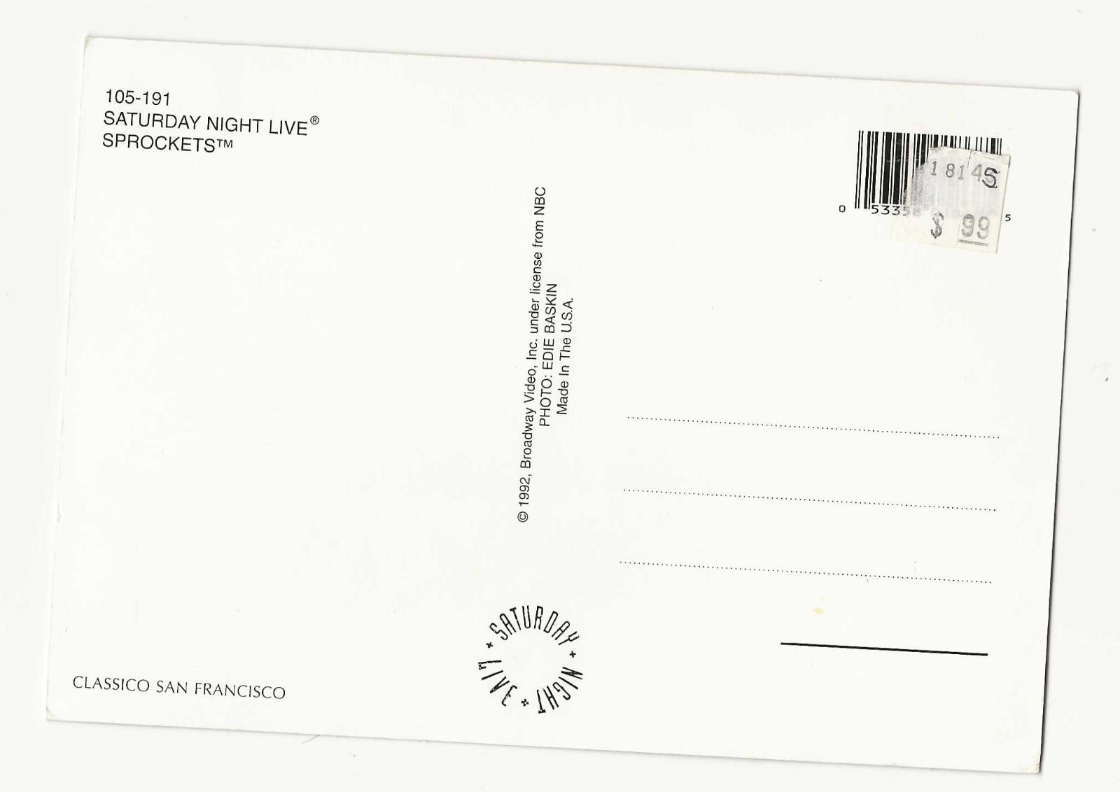 Mike Myers as Dieter/Sprockets Postcard 1992 SNL eBay