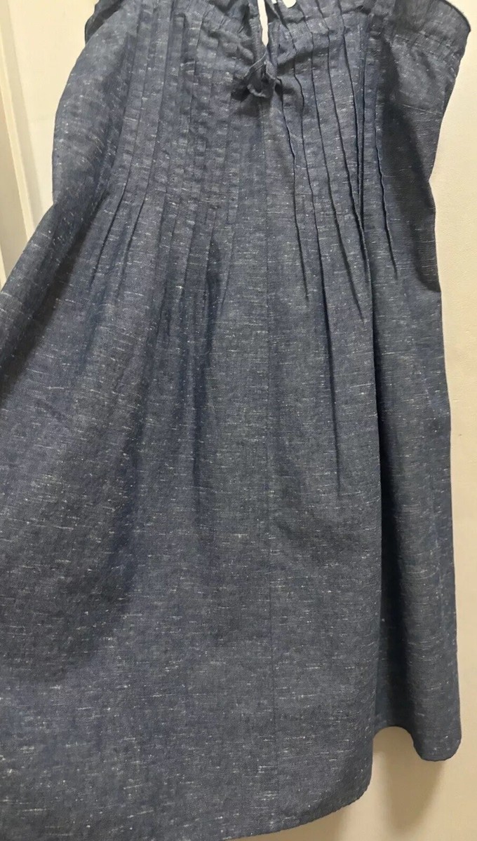 Madewell Blue Denim Pintuck Spaghetti Strap Back Zip Mini Cami Dress Sz 2 |  eBay