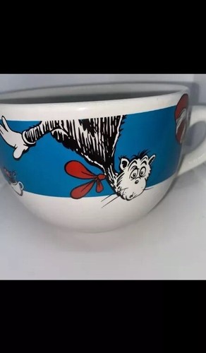 Tazza zuppa Dr. Suess cosa 1 e cosa 2 gatto nel cappello 10 oz ceramica - Foto 4 di 4