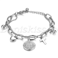 Cadena pulsera cazador fantasmas protección de demonios cruz corazón acero inoxidable para mujer