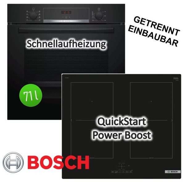 Herdset Bosch Backofen Ecoclean Mit Induktionskochfeld Booster Autark 60 Cm Neu-image