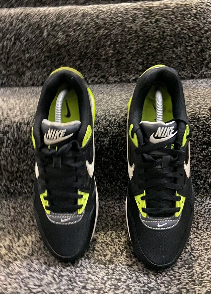 NIKE AIR MAX SKYLINE UK 9 Black & Neon Green Running Shoes 343886025