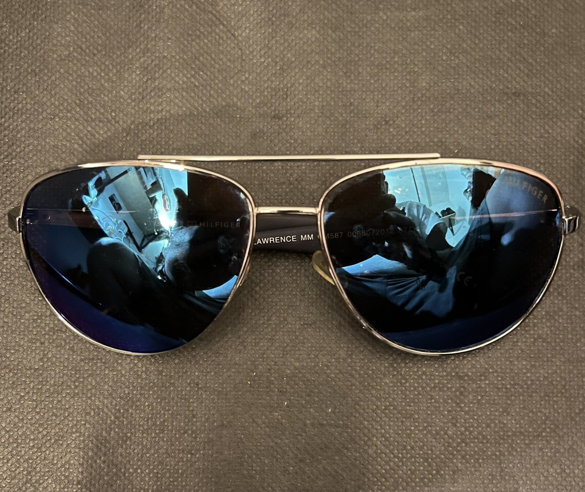 Tommy Hilfiger MM OM 695 Metal BLUE Aviator Authentic Men Sunglasses Used