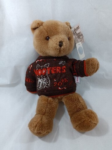 Peluche ours en peluche marron Hooter's 20ème anniversaire neuf avec étiquette 1983-2003 pull