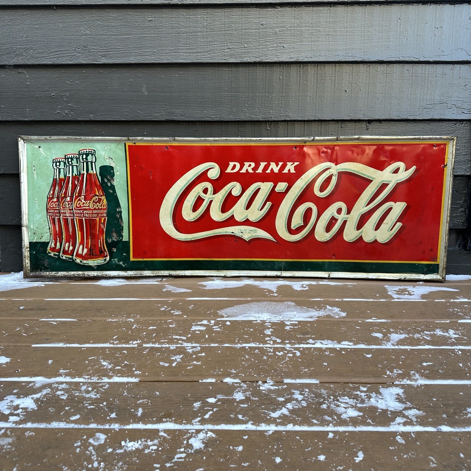 Vintage Original Drink CocaCola Tin Metal Soda Sign Antique