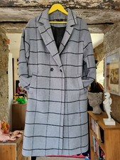 Grey And Black Double Breasted Coat From F&f - Size 16