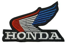Honda Wing Patch~Biker~Motorcycle Racing~2 7/8" x 2 1/4"~Embroidered~Iron Sew On