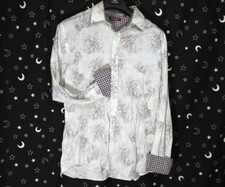 Sagiri Mens Dress Shirt L 16.5 Floral Contrast Flip Cuff Cotton