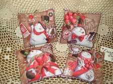Christmas Decor 4 Snowmen Bowl Fillers Wreath Accents O rnaments Handmade Gift