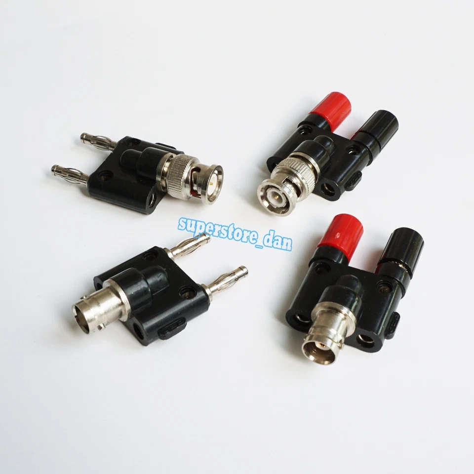 4Pcs/KIT BNC to two dual 4mm Banana male female binding post connector Adapter - Image 2 of 4