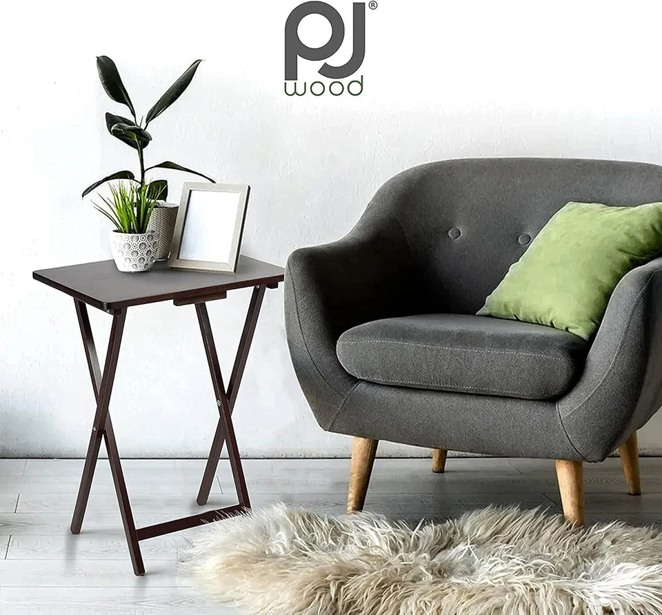 Juego de 2, Bandeja TV Mesa de Cena Plegable Mesa Estante de Almacenamiento, 5 Colores Foto 4 de 4