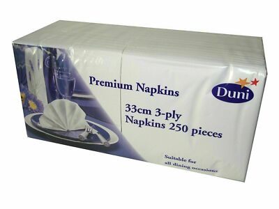 Neu Luxus Duni Premium Papier Servietten 33 cm 3-lagig weiße Handtücher 250 Stück