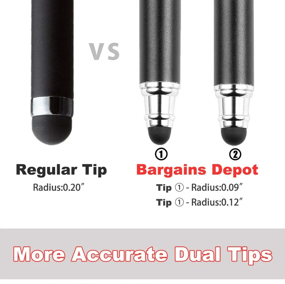 Bargains Depot 2 in 1, 2 Pcs 0.18-inch Small Tip Stylus Rubber Tips Black - Image 3 of 4