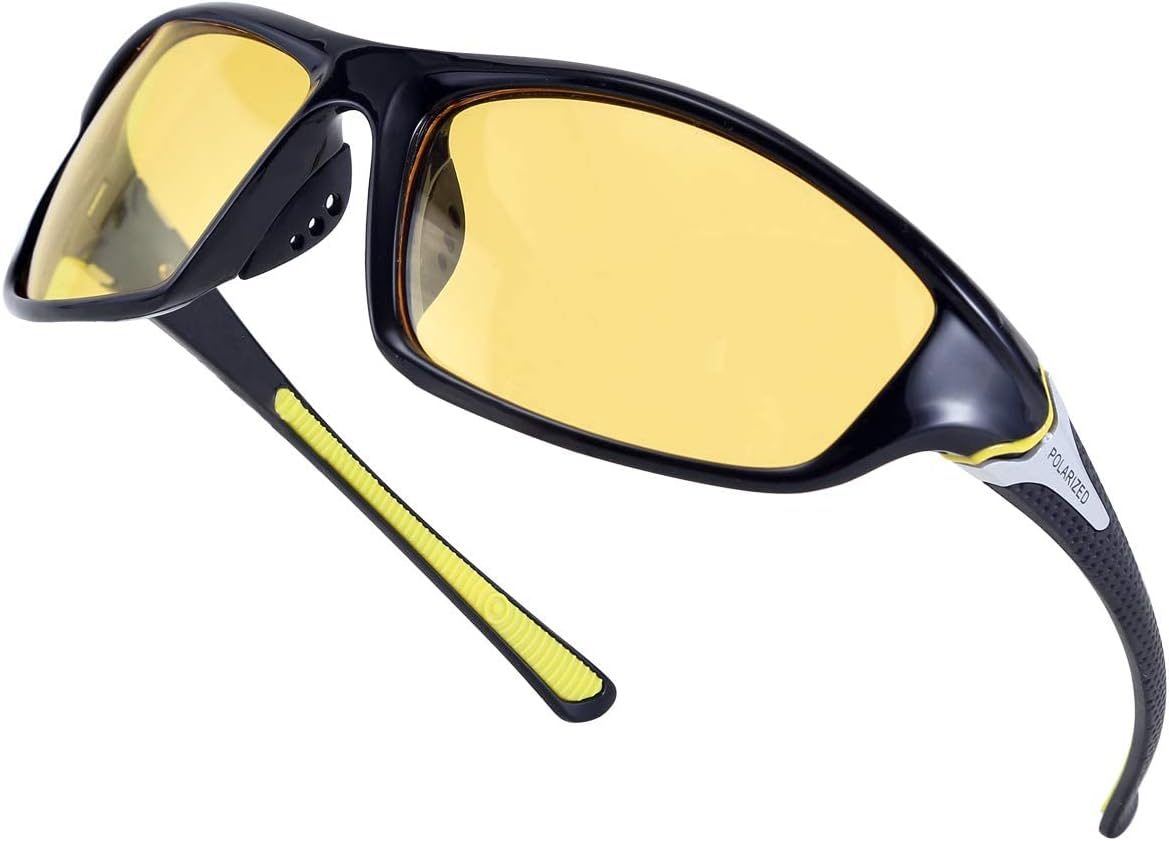 Classic Men Polarized Sports Sunglasses Night Driving Yellow Lenses Cycling Fish
