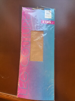 NEW Vintage Leg Couture Sheer Knee High Women's One Size Beige LC-400 (3 pairs)