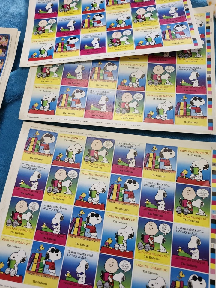 Vintage - 144 Colorful Images Peanuts Gang Custom Book Name Adhesive Labels - Image 2 of 4