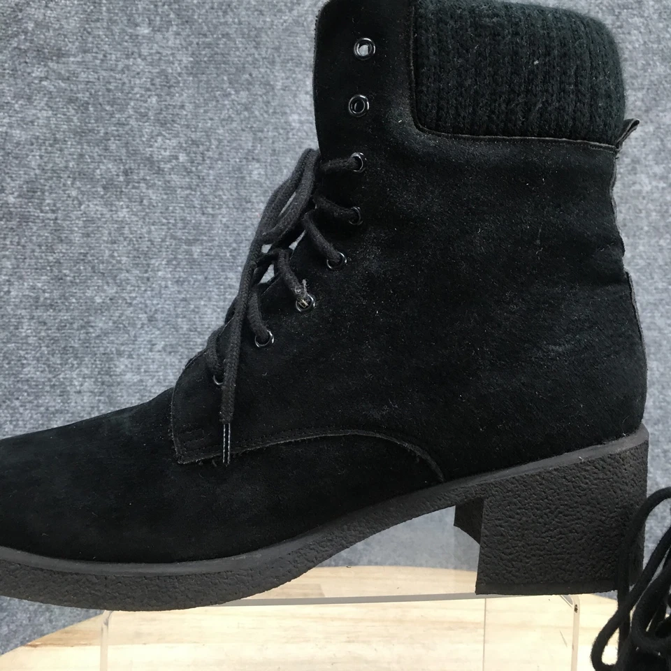 Botas de combate Valley Lane para mujer 11M negras con cordones media pantorrilla gamuza tacones altos Foto 4 de 4