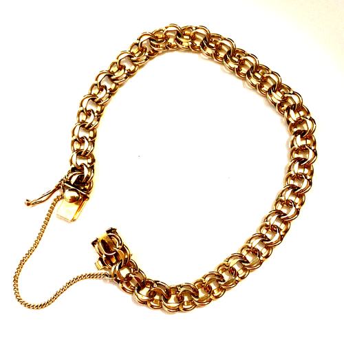 Vintage 14K Gold Double Interlocking Circle Link Chain Charm Bracelet eBay