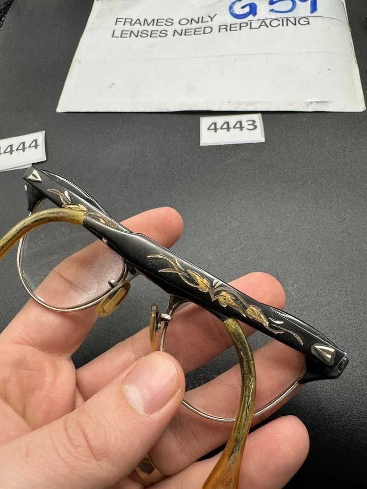 Vintage 50's Style American Optical Horn Rim Glasses 1/10 12K Gold Filled 5 1/2 - Image 2 of 4