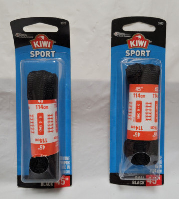 Lot of 2 KIWI Sport Shoe Laces Oval Black  45 In 5-6  Eyelets Item 3923