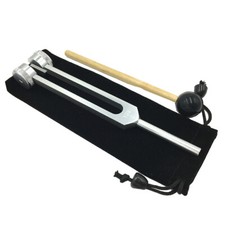 Durable 128Hz Aluminum Alloy Tuning Fork & Mallet for Meditation Silver