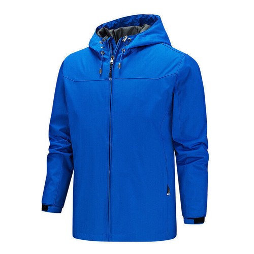 Chaqueta de lluvia impermeable cortavientos gris con capucha suave para hombre al aire libre - Imagen 23 de 28