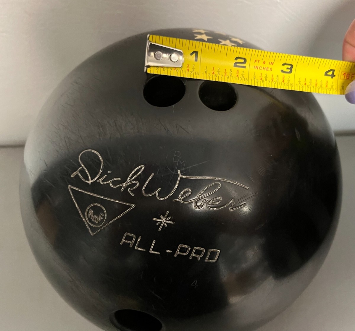 Vintage Dick Weber AMF All Pro Bowling Ball - Black - N11014