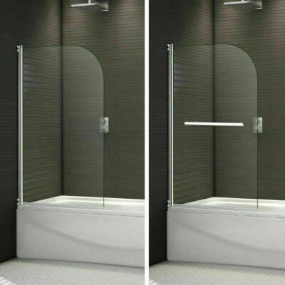 AICA 800x1400mm 180 Pivot Shower Bath Screen Tempered Glass Door Panel Towel Rail