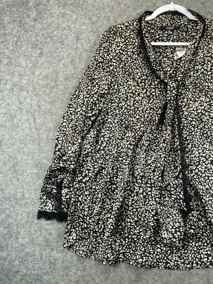 Dennis Basso Топ рубашка женщин 8 черный животных блузка с длинным рукавом повседневный   - Изображение 4 из 4